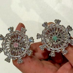 American diamond rings light pink and light blue